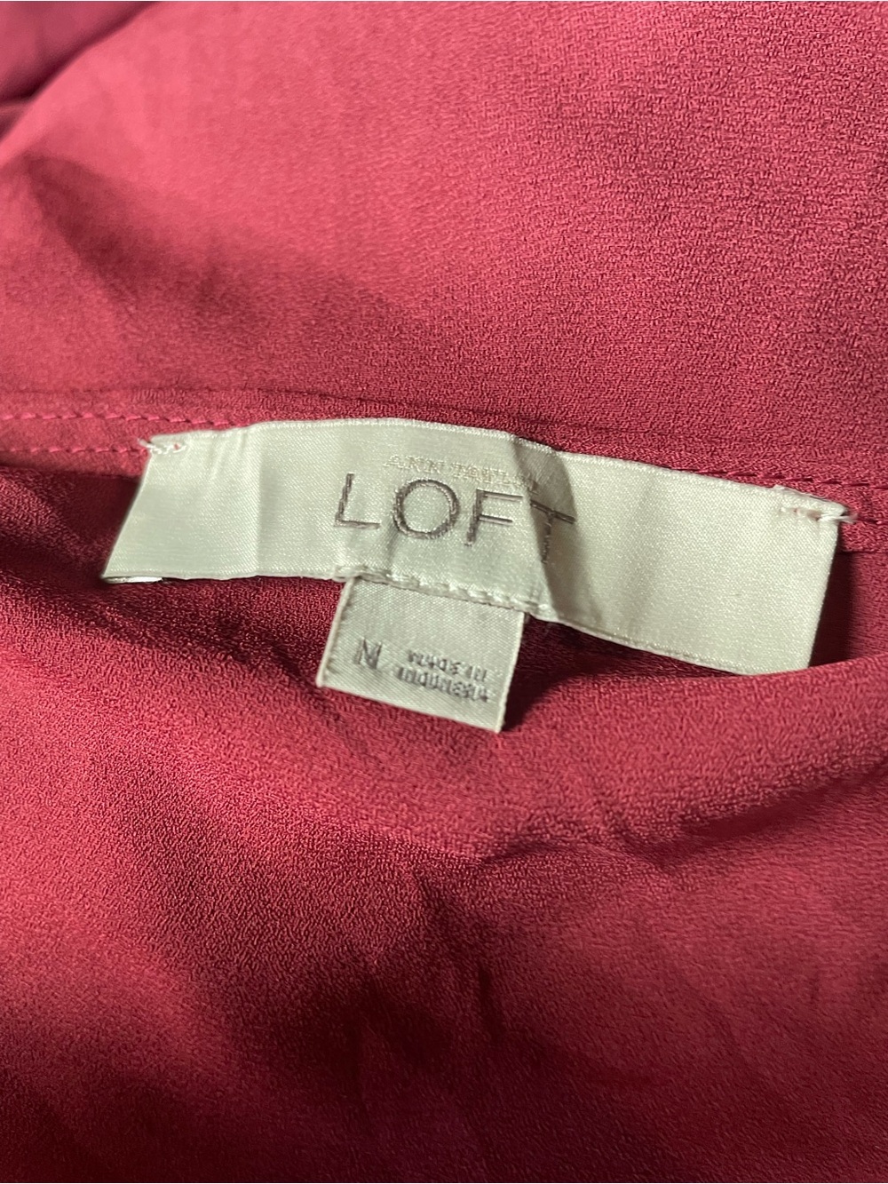 LOFT Raspberry Pink Flutter Sleeve Ruffle-Hem Blouse - Picture 2 of 2